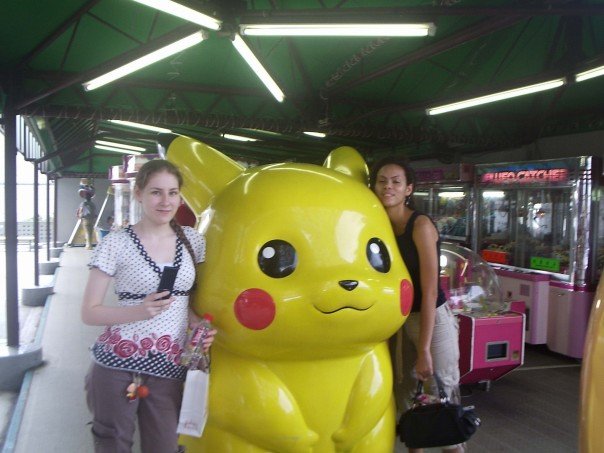 Rachel Brown and friend with Pikachu