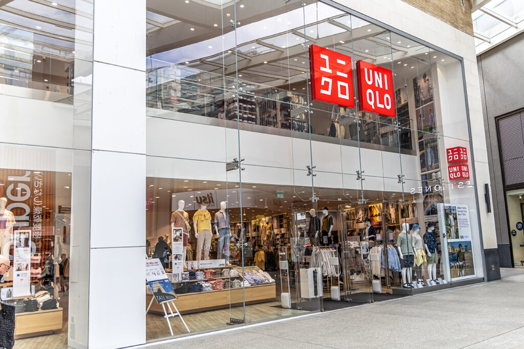 Oxford , UK - June 5, 2024: Uniqlo fashion store inside Westgate shopping mall. Uniqlo Co., Ltd. is a Japanese casual wear designer, manufacturer and retailer.