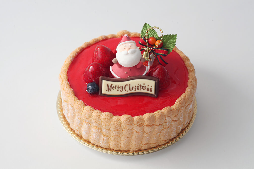 Delicious Christmas cake with strawberry cream