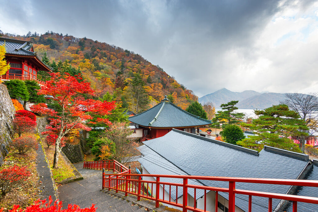 Nikko, Japan viewed in the autumn from Chuzen-ji Temple complex.