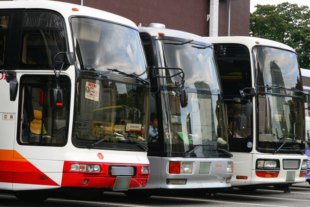 Japanese buses in a row