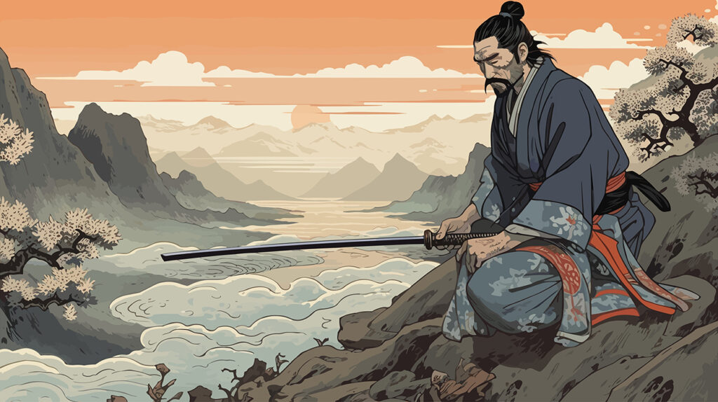 Samurai's katana Mastery: Ukiyo-e Inspired Artwork