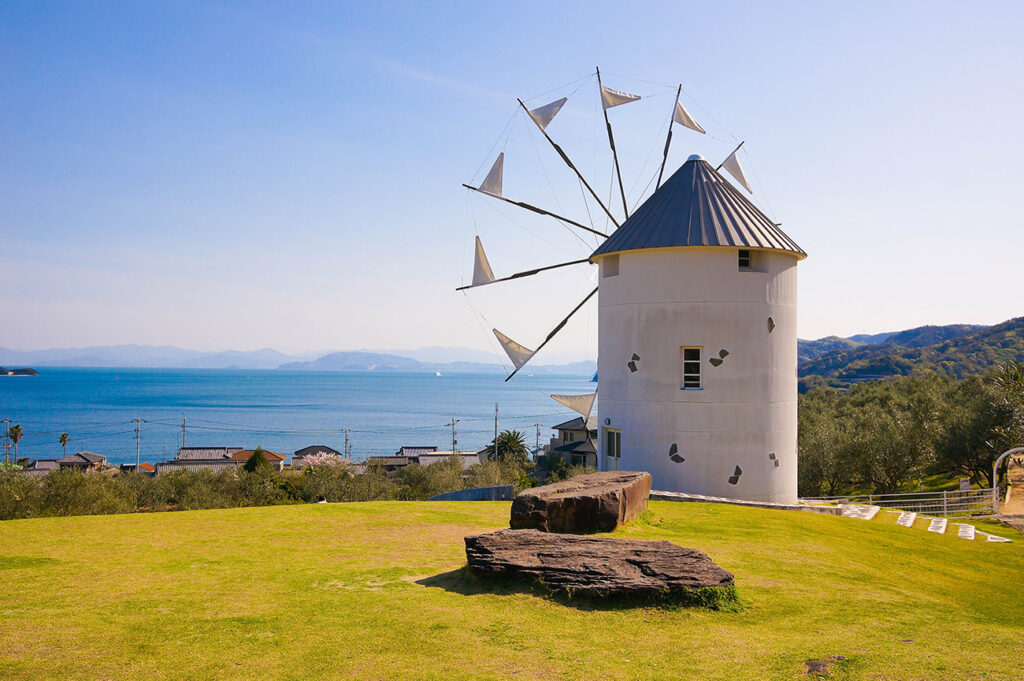 Windmill in shodoshima island in Kagawa, Japan